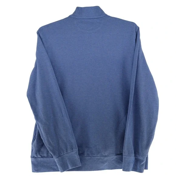 Polo Ralph Lauren Mens Blue Cotton Pique Quarter Zip Pullover Sweater Large LG - Picture 4 of 10